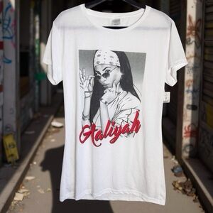 Aaliyah New Graphic Tee Shirt White Size 3XL